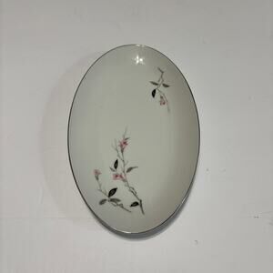 Cherry Blossom Fine China Oval Small Serving Platter Japan Pink Floral 10.5"